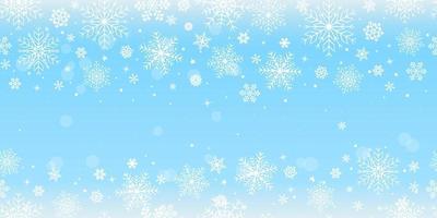 Christmas seamless pattern with snowflakes. Falling snowflakes on a blue background. Snowfall. vector