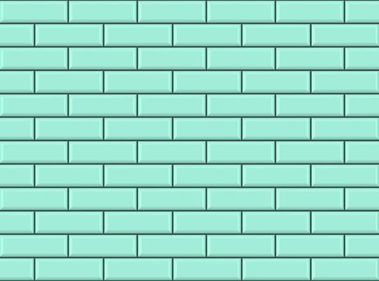 Subway tile pattern. Metro green turquoise ceramic bricks background. Vector realistic illustration.
