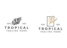 Exotic and luxury tropical Leaf Logo Design Template. vector