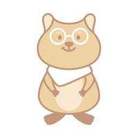 lindo kawaii dibujado a mano arte vectorial. quokka australiano sonriente con aislado sobre fondo blanco. ilustración vectorial de animales vector