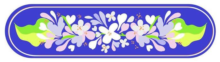 White lilac frame. Flower wreath on bright blue background. vector