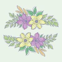 Hand drawn two flower bouquet collection full color vector