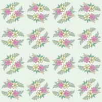 Hand drawn two flower bouquet collection seamless pattern vector