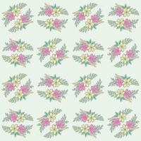 Hand drawn two flower bouquet collection seamless pattern vector