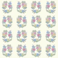 Hand drawn three flower bouquet collection seamless pattern vector