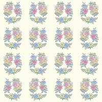 Hand drawn three flower bouquet collection seamless pattern vector