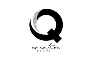 Q Letter Logo Design with Creative letter Q made of Black text font Texture Vector