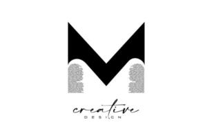 M Letter Logo Design with Creative letter M made of Black text font Texture Vector