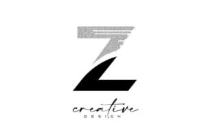 Z Letter Logo Design with Creative letter Z made of Black text font Texture Vector