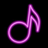 Pink neon note sign on a black background vector