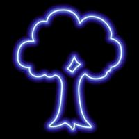 silueta de neón azul de un árbol sobre un fondo negro vector