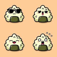 vector illustration of cute rice ball emoji