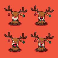 vector illustration of cute christmas reindeer emoji