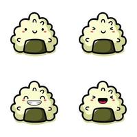 vector illustration of cute rice ball emoji