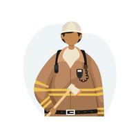 Vector illustration of a firefighter in the form of an axe. Profession. Flat style