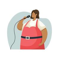 Vector illustration of a singer with a microphone. Profession. Flat style