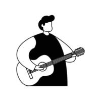 Vector illustration of a guitarist. Creative profession. Line art