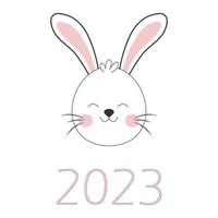 Rabbit symbol of 2023. Vector illustration.