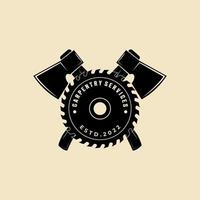 vintage carpentry logo vector design, woodworking  emblem symbol illustration design