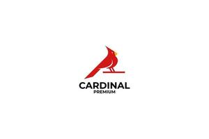 idea de ilustración de vector de diseño de logotipo de pájaro cardenal plano