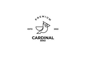 idea de ilustración de vector de diseño de logotipo de pájaro cardenal de línea de arte