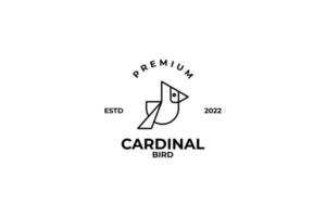 idea de ilustración de vector de diseño de logotipo de pájaro cardenal de línea de arte