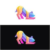 Vector logo illustration dog gradient colorful style