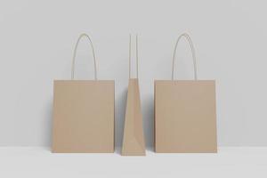 Realistic blank shopping bag illustration for mockup. 3D Render. photo