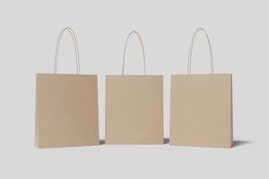 Realistic blank shopping bag illustration for mockup. 3D Render. photo