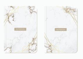 Collection of notepad covers in noble grey marble and gold in a luxurious style. Great for diaries, diaries, albums. Vector layouts