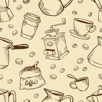 Coffee Doodle Seamless Pattern Background vector