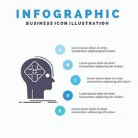 avanzado. cibernético futuro. humano. plantilla de infografía mental para sitio web y presentación. icono de glifo gris con ilustración de vector de estilo infográfico azul.