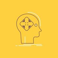 avanzado. cibernético futuro. humano. icono lleno de línea plana mental. hermoso botón de logotipo sobre fondo amarillo para ui y ux. sitio web o aplicación móvil vector