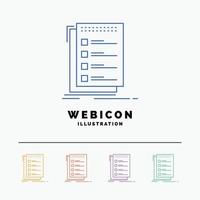 Check. checklist. list. task. to do 5 Color Line Web Icon Template isolated on white. Vector illustration