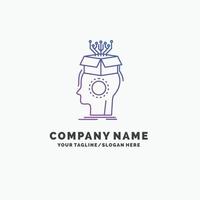 sousveillance. Artificial. brain. digital. head Purple Business Logo Template. Place for Tagline vector