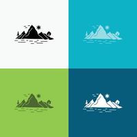 Nature. hill. landscape. mountain. tree Icon Over Various Background. glyph style design. designed for web and app. Eps 10 vector illustration