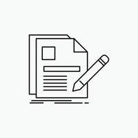 document. file. page. pen. Resume Line Icon. Vector isolated illustration