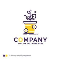 Company Name Logo Design For dollar. growth. pot. profit. business. Purple and yellow Brand Name Design with place for Tagline. Creative Logo template for Small and Large Business. vector