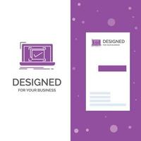 Business Logo for system. monitoring. checklist. Good. OK. Vertical Purple Business .Visiting Card template. Creative background vector illustration