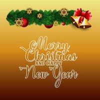 Merry Christmas and Happy New year orange background vector