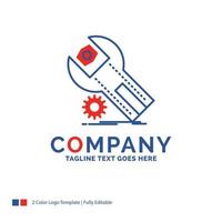 Company Name Logo Design For settings. App. installation. maintenance. service. Blue and red Brand Name Design with place for Tagline. Abstract Creative Logo template for Small and Large Business. vector