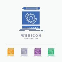 Draft. engineering. process. prototype. prototyping 5 Color Glyph Web Icon Template isolated on white. Vector illustration
