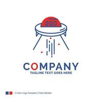 Company Name Logo Design For space ship. space. ship. rocket. alien. Blue and red Brand Name Design with place for Tagline. Abstract Creative Logo template for Small and Large Business. vector