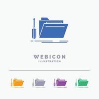 folder. tool. repair. resource. service 5 Color Glyph Web Icon Template isolated on white. Vector illustration