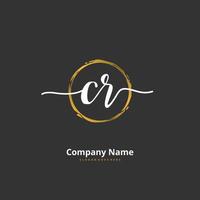 cr escritura inicial a mano y diseño de logotipo de firma con círculo. hermoso diseño de logotipo escrito a mano para moda, equipo, boda, logotipo de lujo. vector