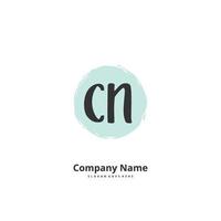 CN Initial handwriting and signature logo design with circle. Beautiful design handwritten logo for fashion, team, wedding, luxury logo. vector