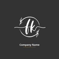 FK Initial handwriting and signature logo design with circle. Beautiful design handwritten logo for fashion, team, wedding, luxury logo. vector