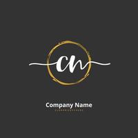 CN Initial handwriting and signature logo design with circle. Beautiful design handwritten logo for fashion, team, wedding, luxury logo. vector