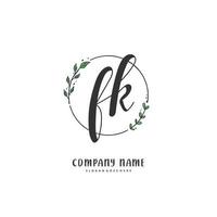 FK Initial handwriting and signature logo design with circle. Beautiful design handwritten logo for fashion, team, wedding, luxury logo. vector