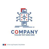 Company Name Logo Design For Analysis. data. datum. processing. reporting. Blue and red Brand Name Design with place for Tagline. Abstract Creative Logo template for Small and Large Business. vector